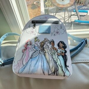 Loungefly Disney Princess White and Blue Backpack
